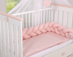 Spjälsängsskydd flätad Pastel Rosa