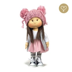 Lulu Dolls, vintermössa med pompoms, rosa