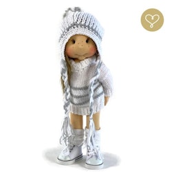Lulu Dolls, vintermössa med stor pompom, vit