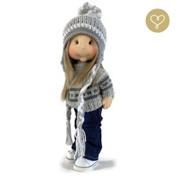 Lulu Dolls, vintermössa med stor pompom, grå