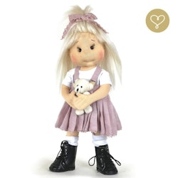 Lullu Dolls, linneklänning med hängslen, rosa