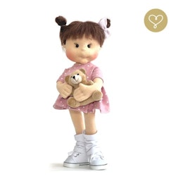 Lullu Dolls, stickad klänning med vita prickar, pastel rosa