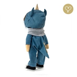 Lullu Dolls, dinosaurie jumpsuit och grå halsduk