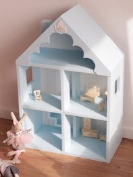 Hushylla dockhus i trä baby blue