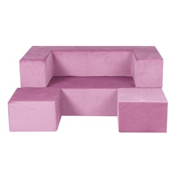Meow barnsoffa möbelset sammet rosa