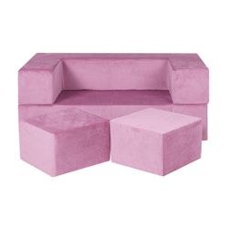 Meow barnsoffa möbelset sammet rosa