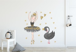 Väggklistermärke ballerina och svan
