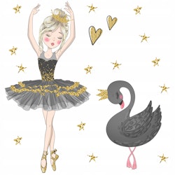 Väggklistermärke ballerina och svan