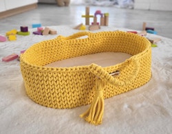 Moseskorg Boho för dockor, Handmade, Mustard