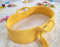 Moseskorg Boho för dockor, Handmade, Mustard