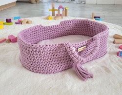 Moseskorg Boho för dockor, Handmade, Lavender
