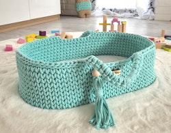 Moseskorg Boho för dockor, Handmade, Mint
