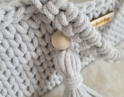 Moseskorg Boho för dockor, Handmade, Grå