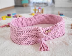 Moseskorg Boho för dockor, Handmade, Rosa