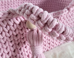 Moseskorg Boho för dockor, Handmade, Rosa