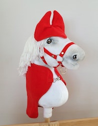 Huva och fleecefilt stor Hobby Horse röd