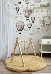Monio molnformad barnmatta plysch mustard