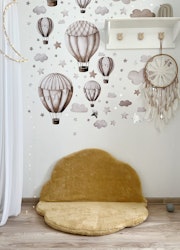 Monio molnformad barnmatta plysch mustard
