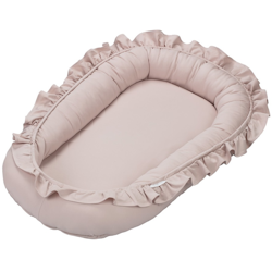 Babynest med volang bomull Cotton&Sweets puderrosa