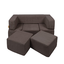 Meow barnsoffa och lekplats aesthetic med 100 bollar brun
