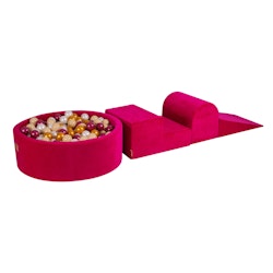 Meow lekplats med 200 bollar sammet magenta