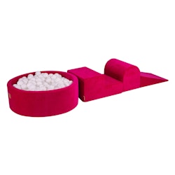 Meow lekplats med 200 bollar sammet magenta