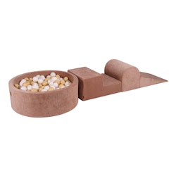 Meow lekplats med 200 bollar sammet beige