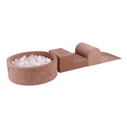 Meow lekplats med 200 bollar sammet beige