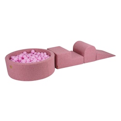 Meow lekplats med 200 bollar boucle rosa