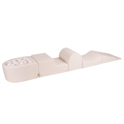 Meow lekplats med 100 bollar boucle vit