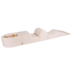 Meow lekplats med 100 bollar boucle vit