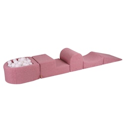 Meow lekplats med 100 bollar boucle rosa