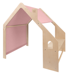Meow trähus natur och rosa