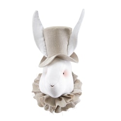 Väggdekoration Djurhuvud Kanin Med Hatt Beige
