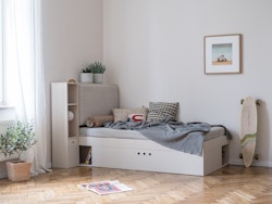 Säng 90x200 cm Med Förvaringslåda River Wood Luck Beige