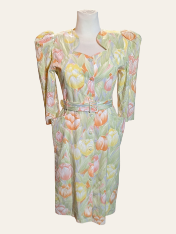 VINTAGE BLOMSTRET KJOLE STR.S