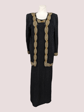 VINTAGE SILKE KJOLE STR.M
