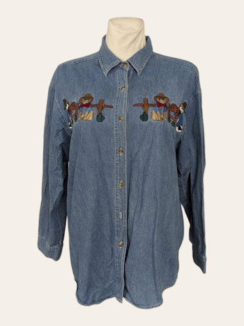 VINTAGE DENIM SKJORTE STR.M