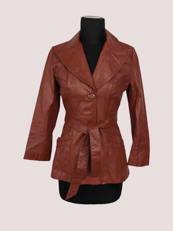 VINTAGE LÆDER JAKKE STR.34
