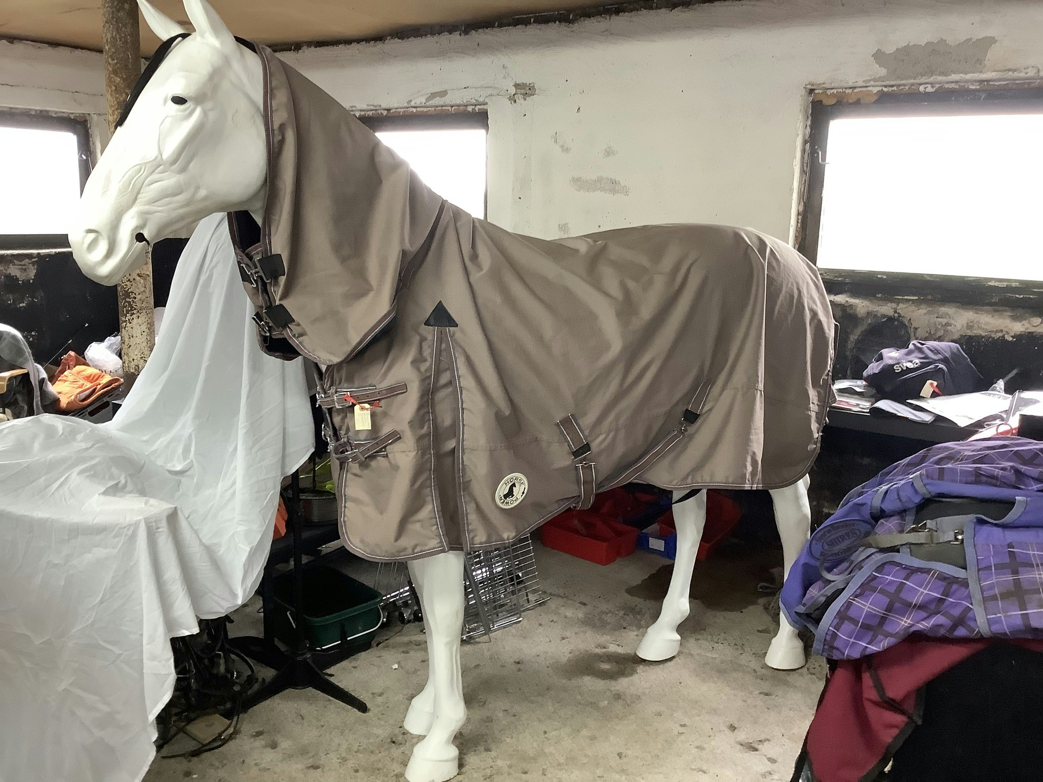 Horse power regntäcke m fast hals,beige, stl 145