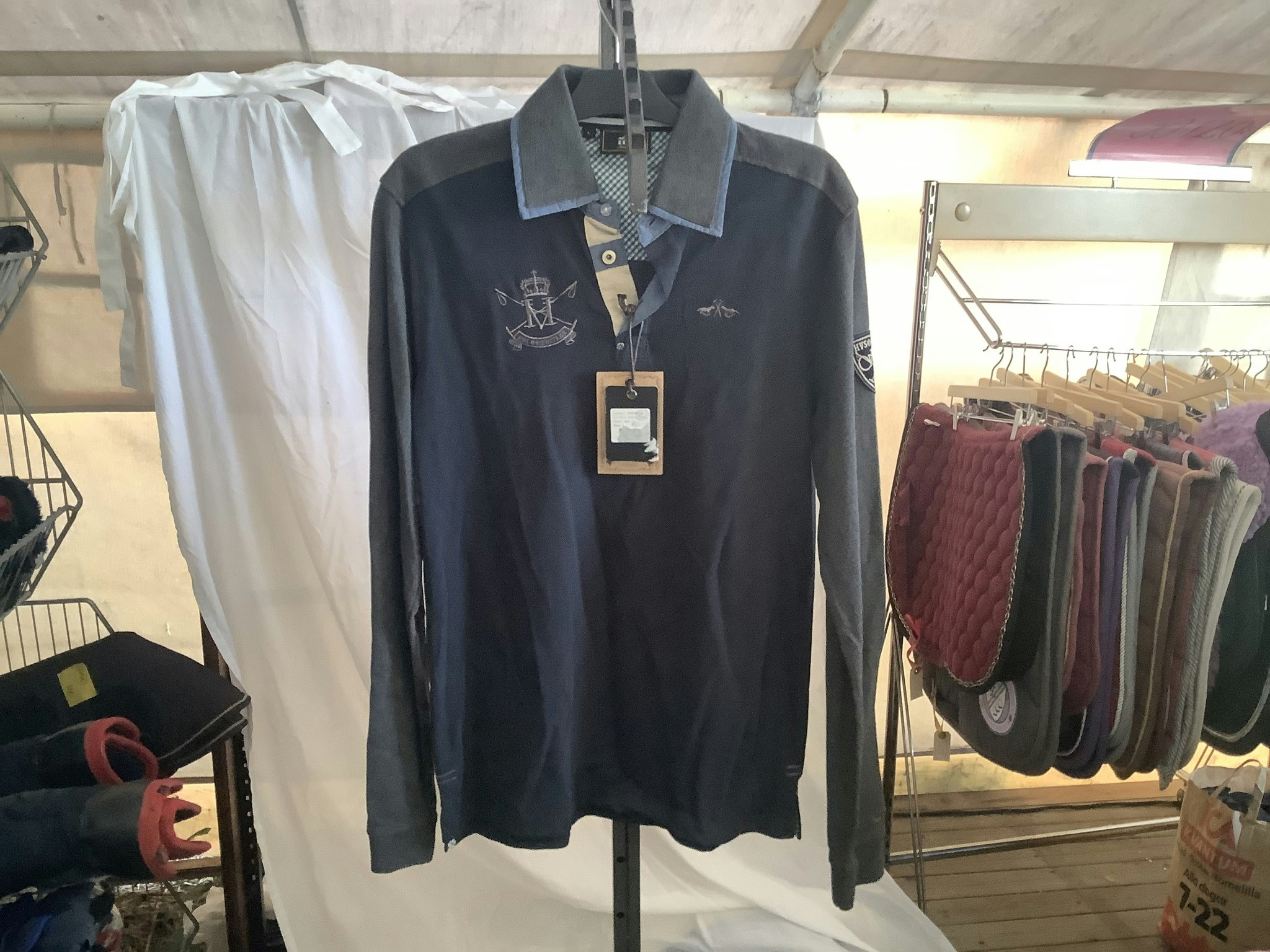 Hv poloshirt,marinblå/grå,stl L