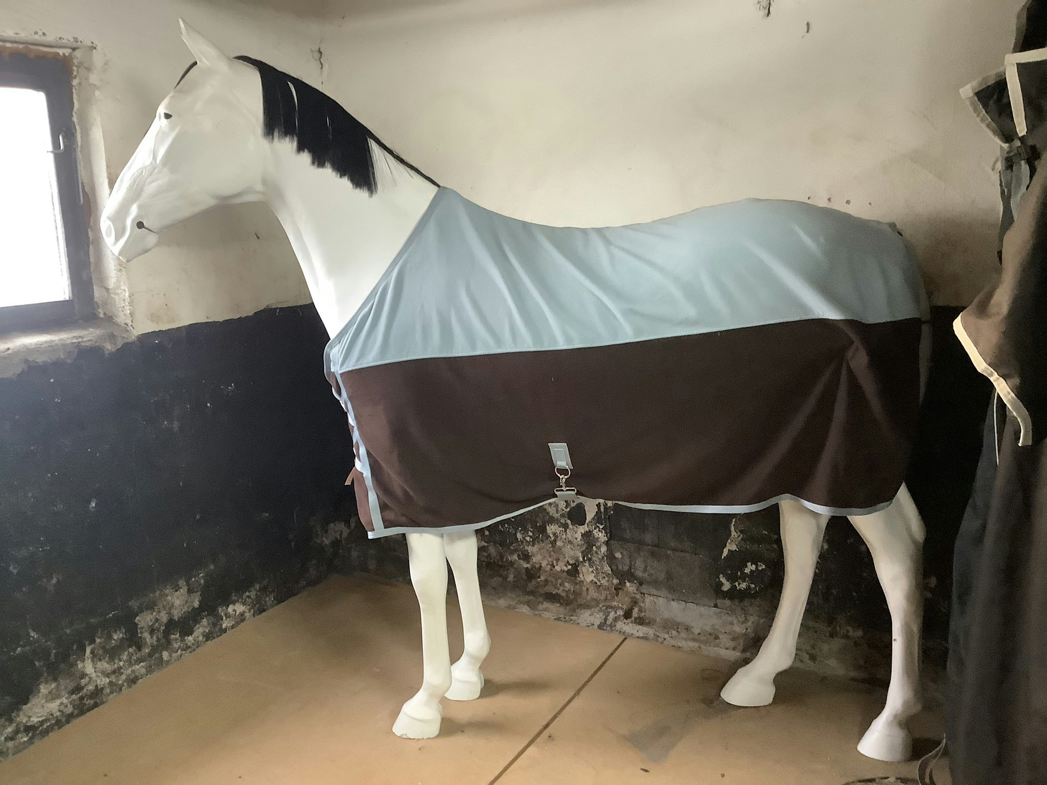 Fleecetäcke,blå/brunt,125 cm
