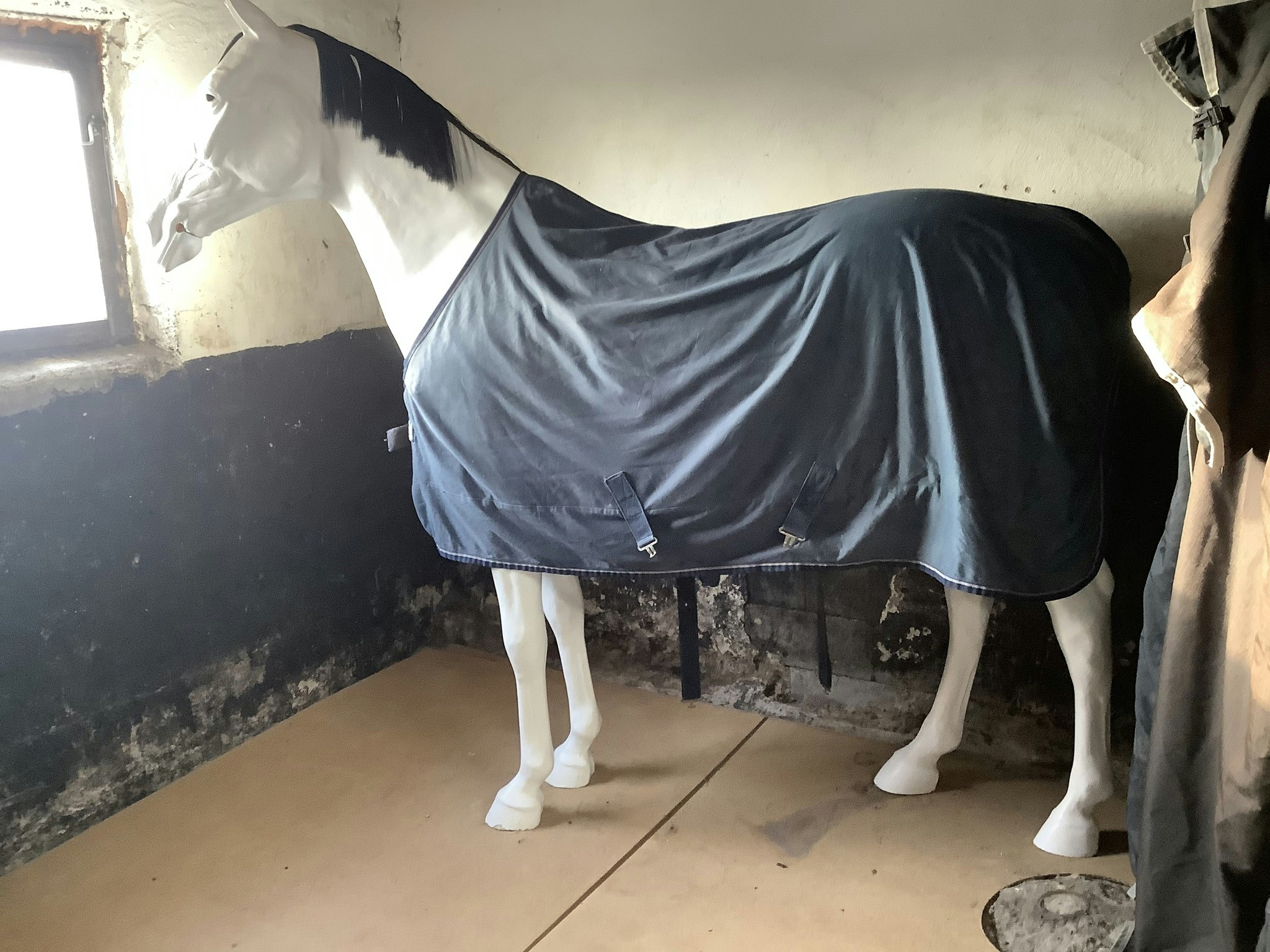 Bucas stalltäcke med fleece,blått,litet hål,140 cm