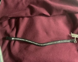 Mountain horse pannband,svart med ljusa swarovskikristaller,nytt,42 cm