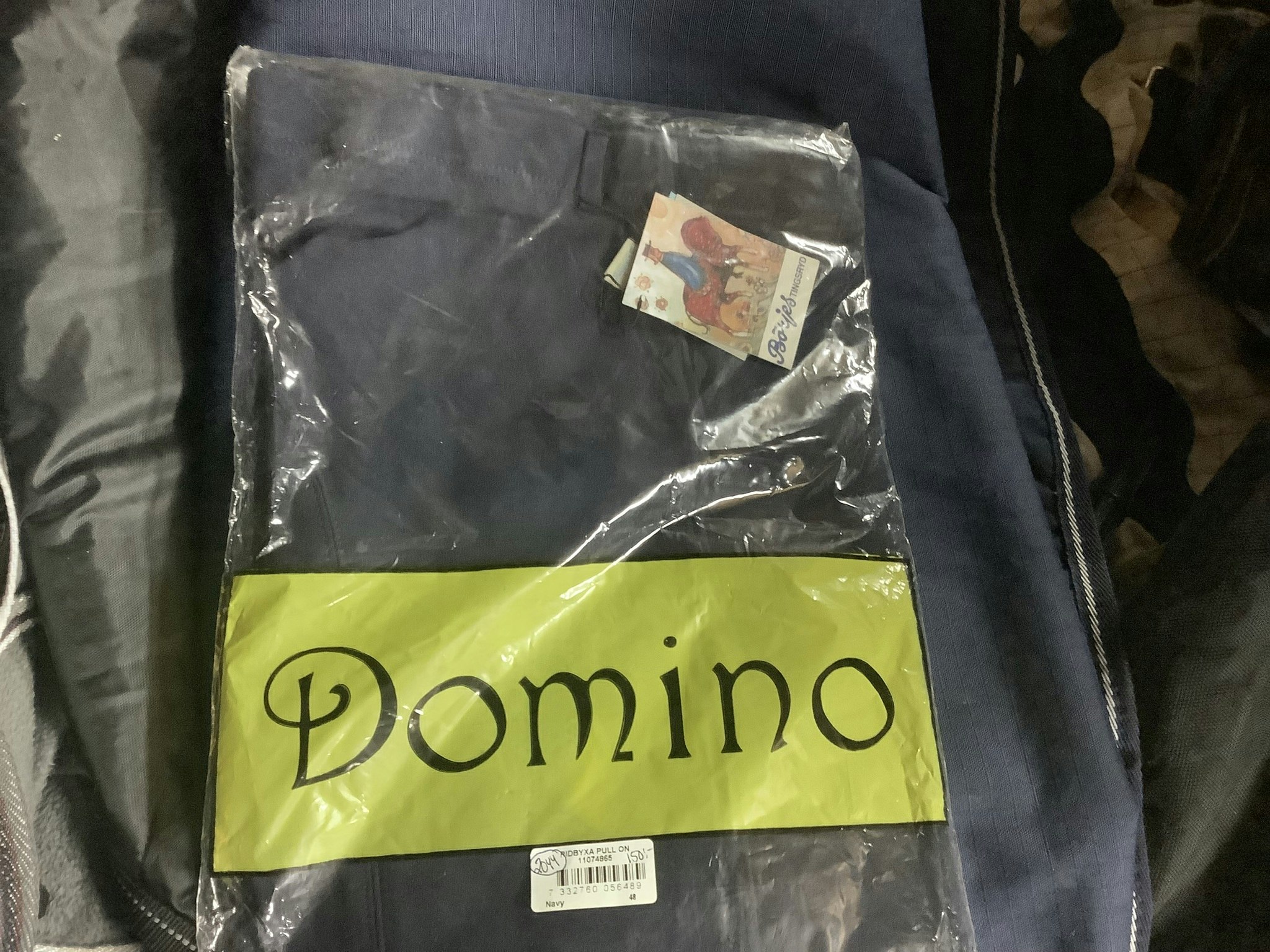 Domino ridbyxa,pull on,blå,stl 48,ny
