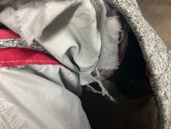 Eurostar,jacka,grå,m,ena fixkans insida sönder