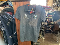 BR poloshirt blå, stl 164, ny, lite solblekt