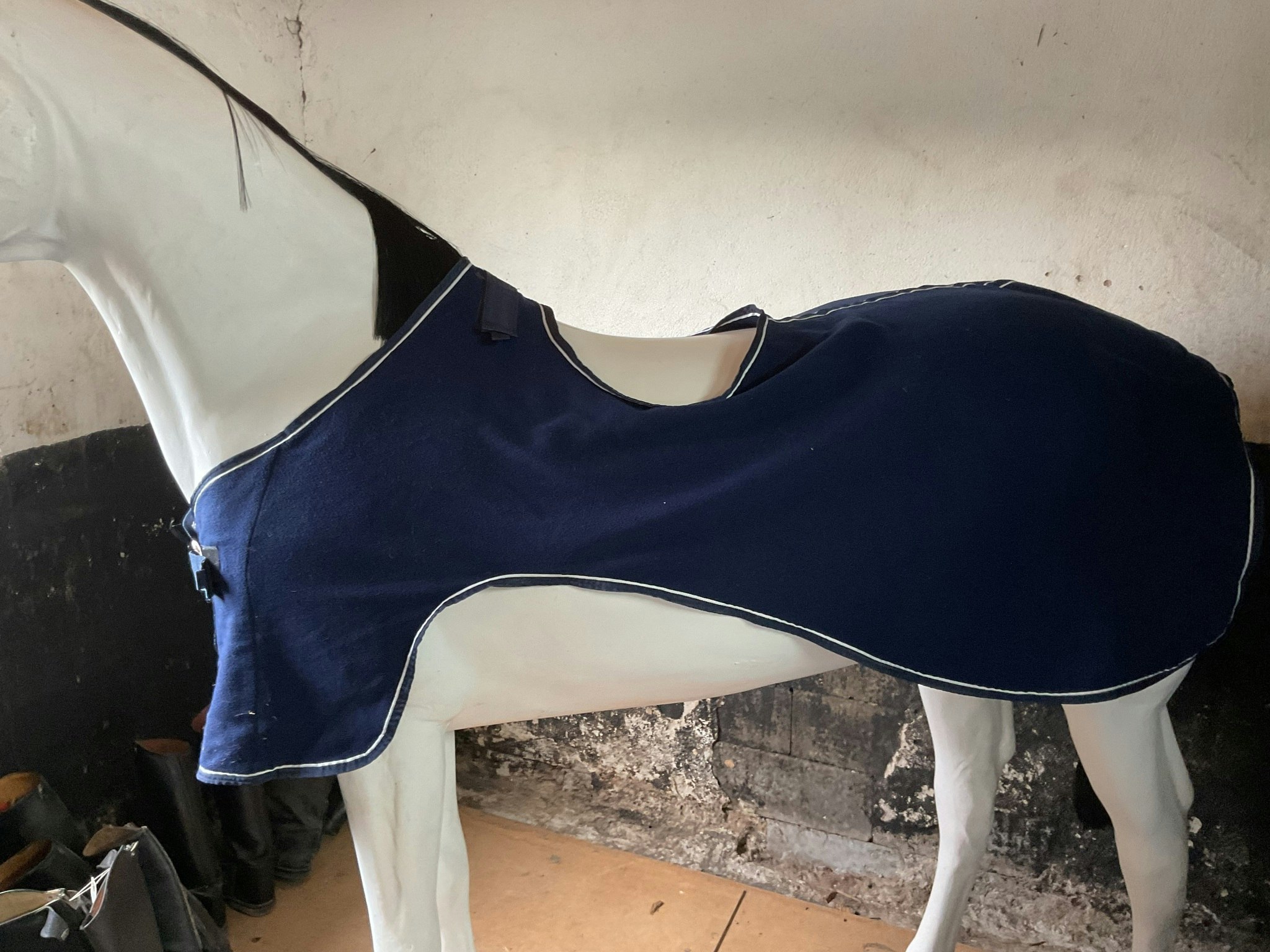 Ridskrittäcke, fleece, blå, 125 cm