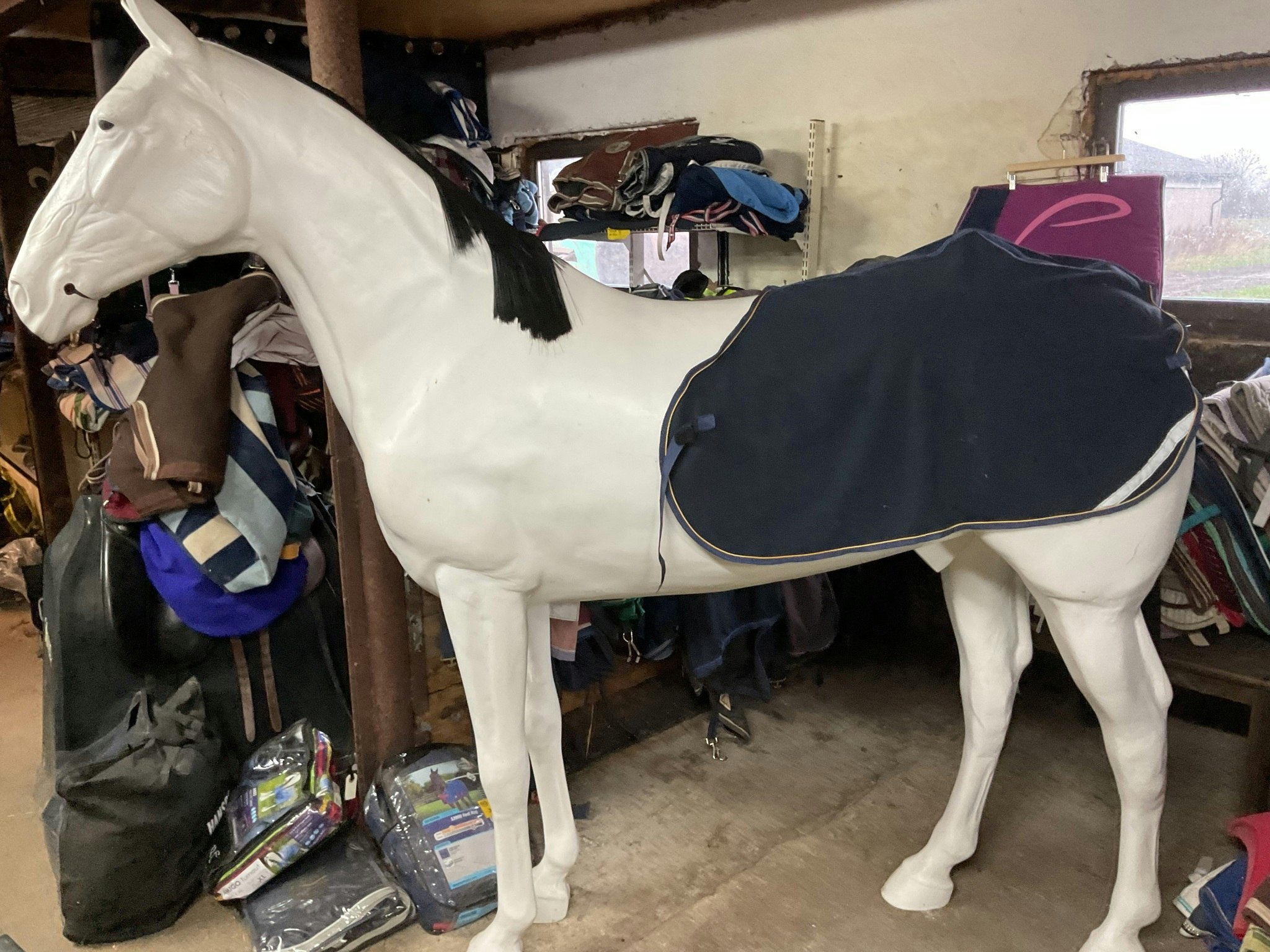 Ländtäcke, fleece, blå,cob