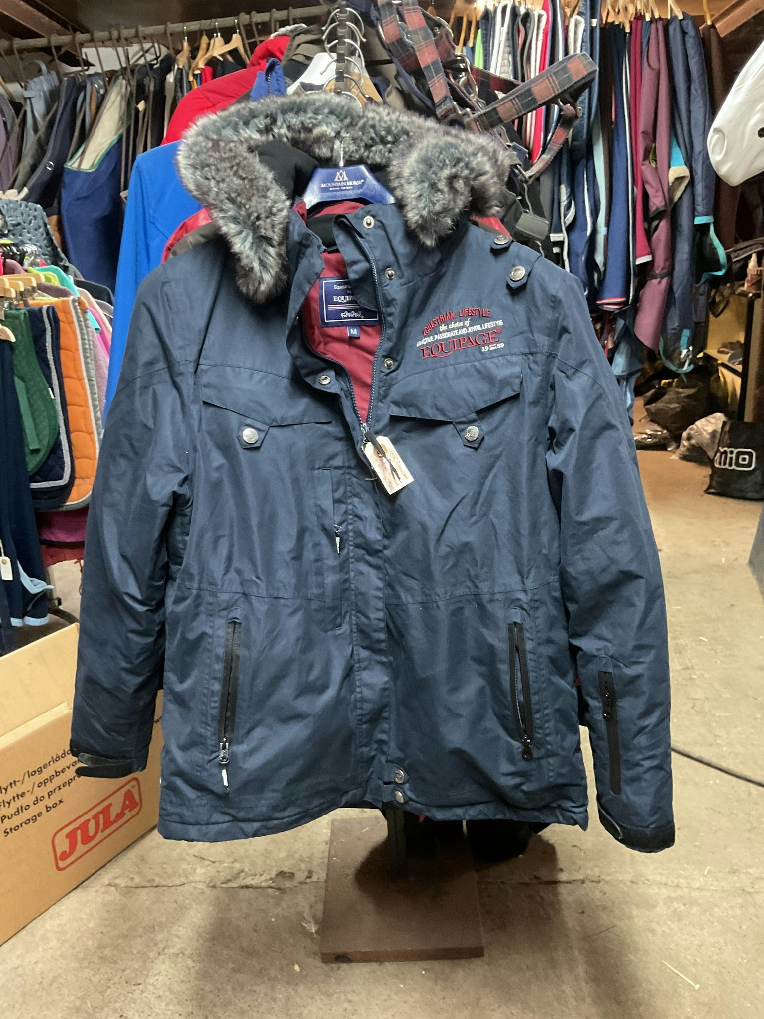 Equipage, vinterjacka, avtagbar huva,blå, m